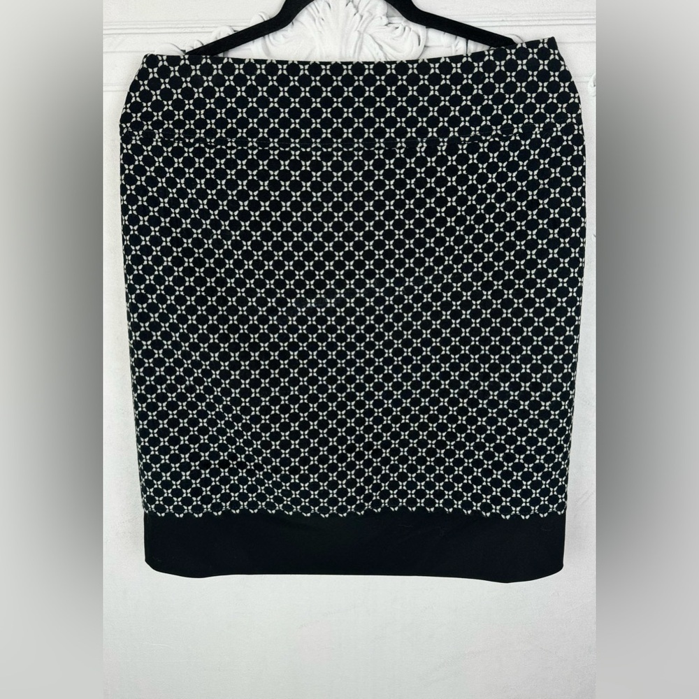 Classy Black Cotton Wool Pencil Midi Geo Print Lined Skirt